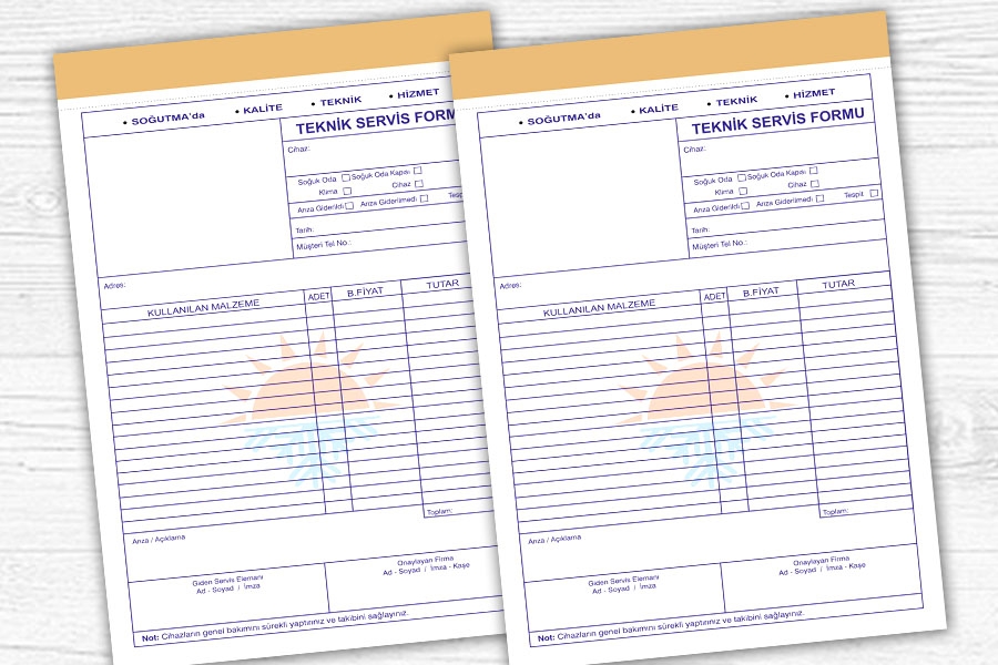 Teknik Servis Formu  Basımı